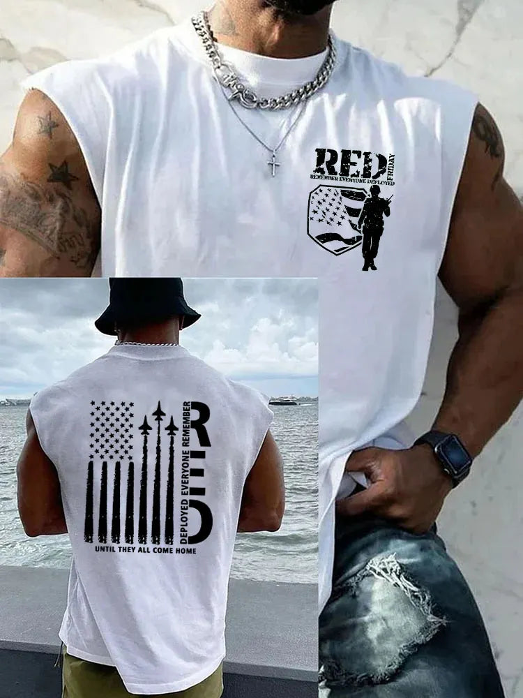 Red Friday Until They All Come Home Pattern Round Neck 100% Cotton Tank Top