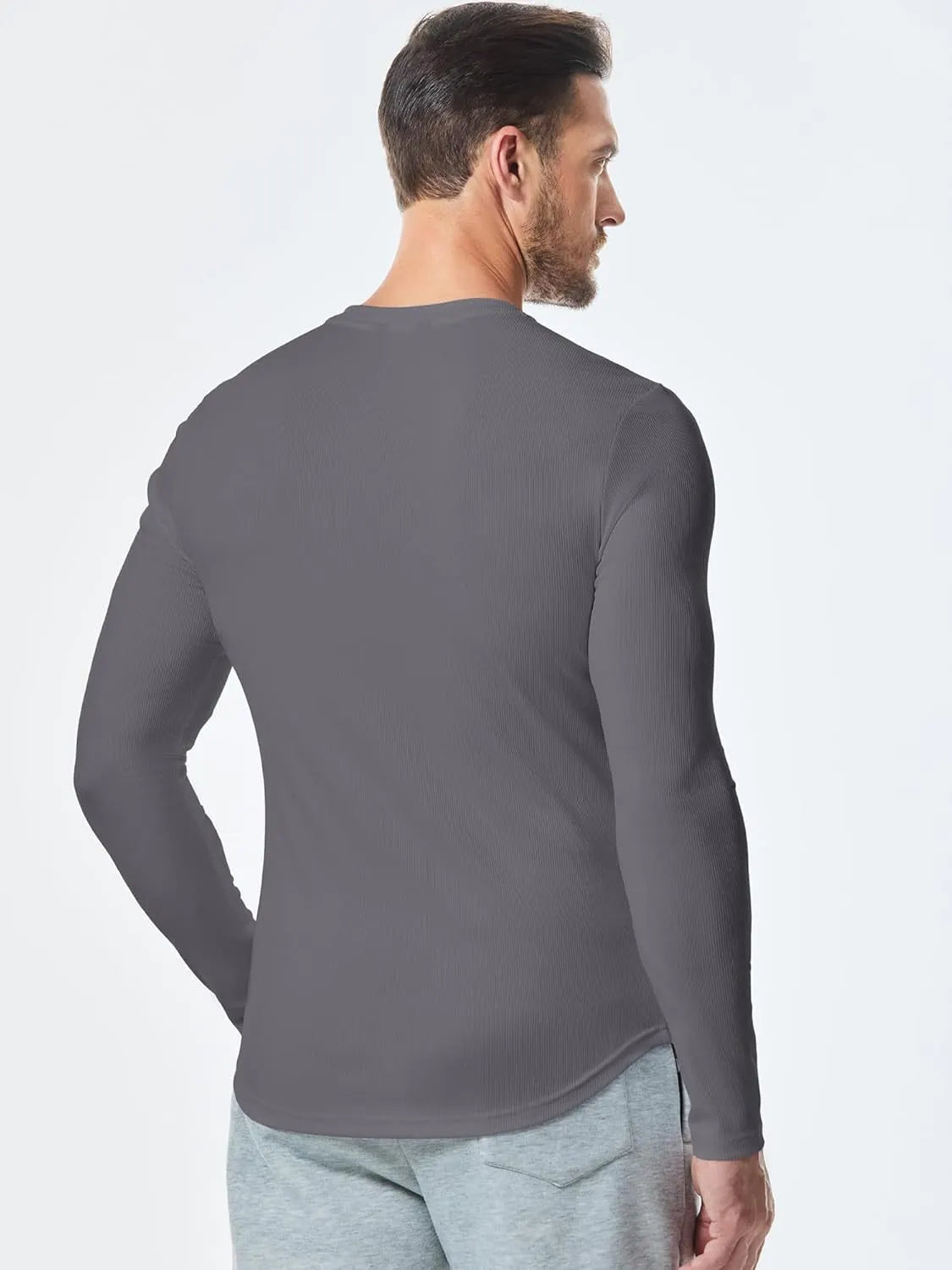 Men's Plain Casual V-Neck Long Sleeve T-Shirt