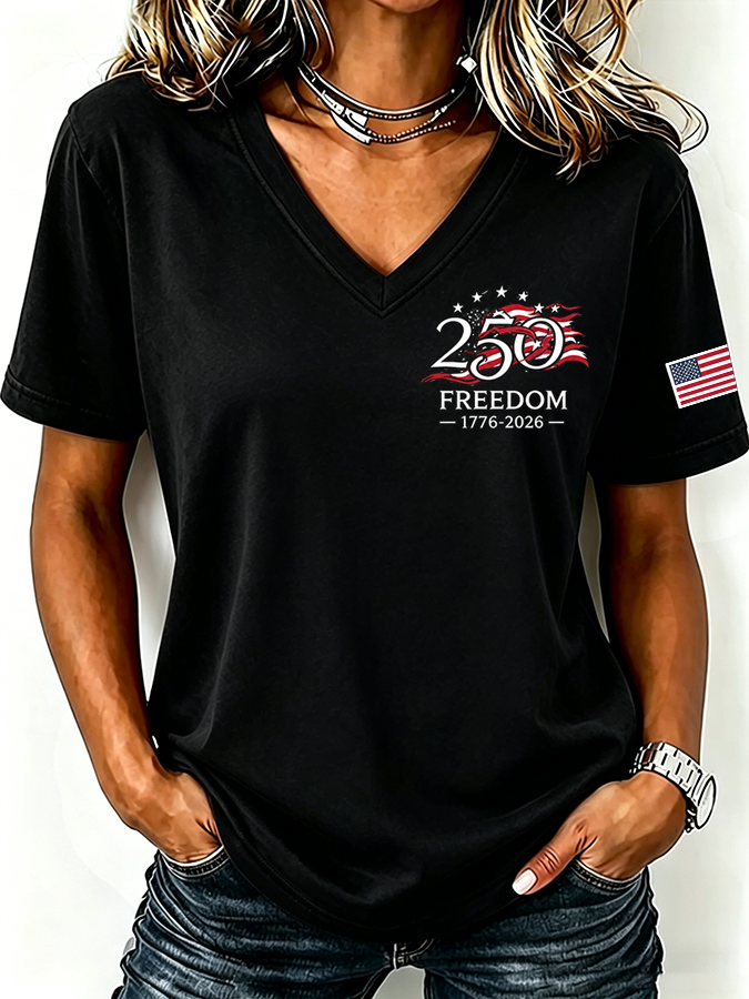 Women'S 250th Anniversary of the United States Printed Casual T-Shirt