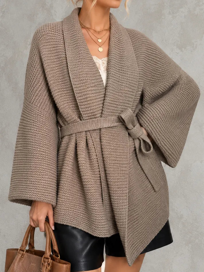 Elegant Knitted Tie-front Cardigan