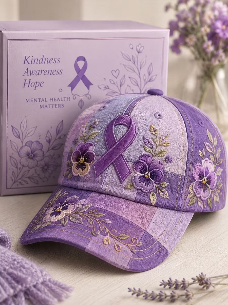 Alzheimer's Awareness Floral Print Baseball Cap