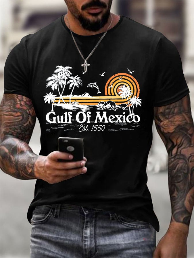 Men's Gulf Of Mexico Printed Round Neck T-Shirt