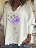 Women's Faith For A Cure Alzheimer's Awareness Fighter Supporter Casual Long Sleeve Shirt