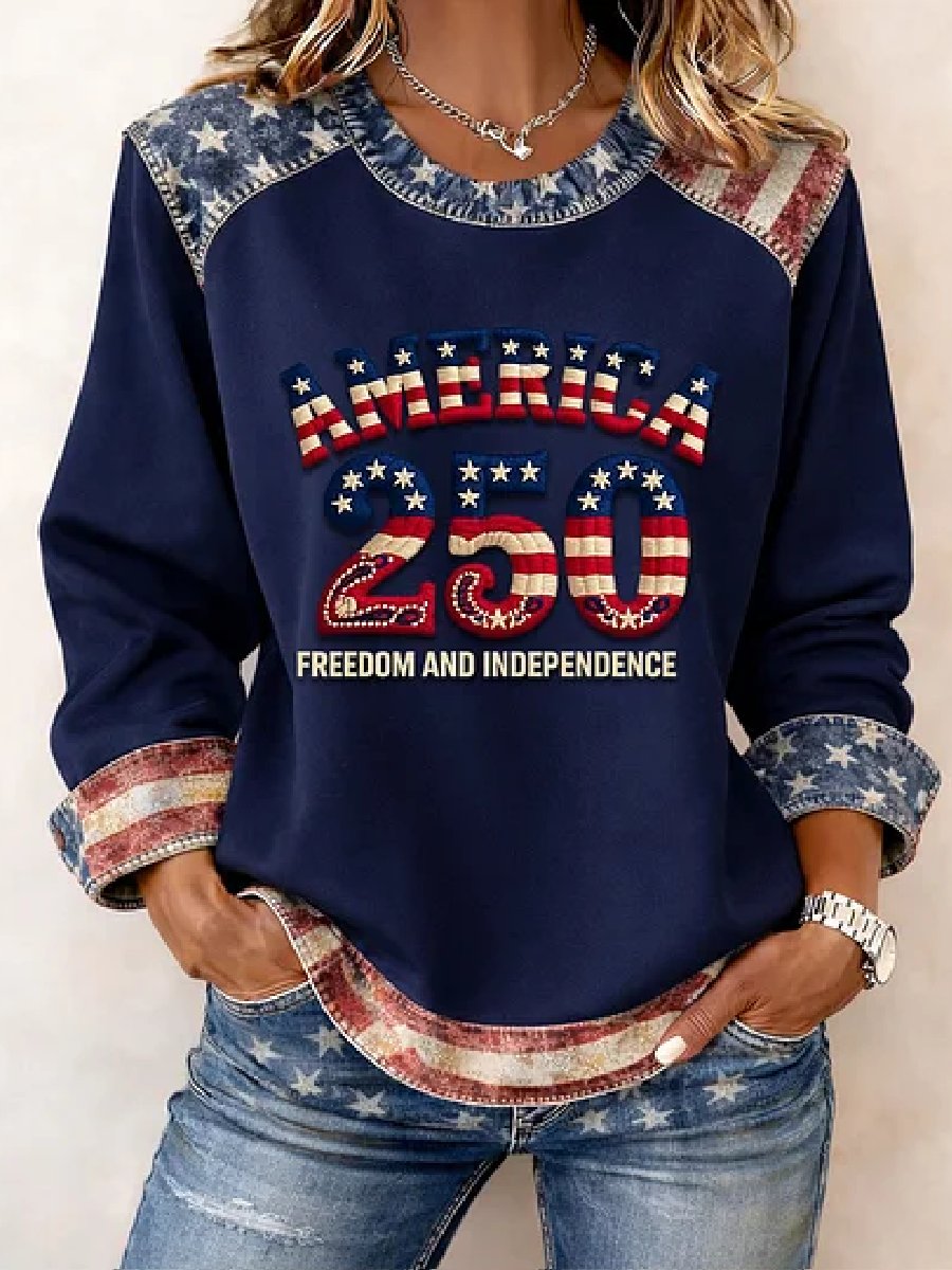 Women's casual hoodie with American 250th anniversary print
