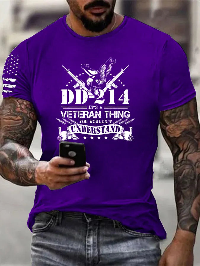 DD-214 A Veteran Thing Pattern 100% Cotton T-Shirt