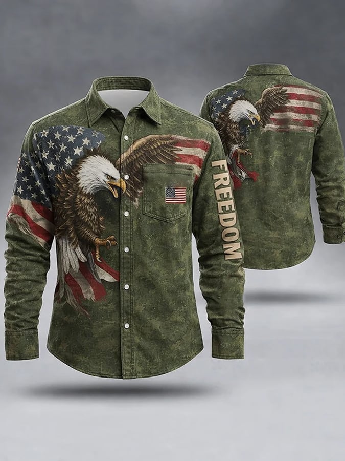 Men'S Casual American 250th Anniversary Printed Shirt