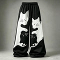 Women's Casual Retro Black Cat Print Trousers