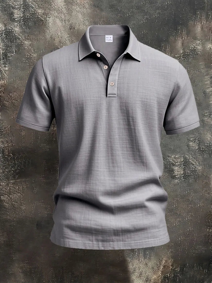Men's Linen Short Sleeve Polo Shirt