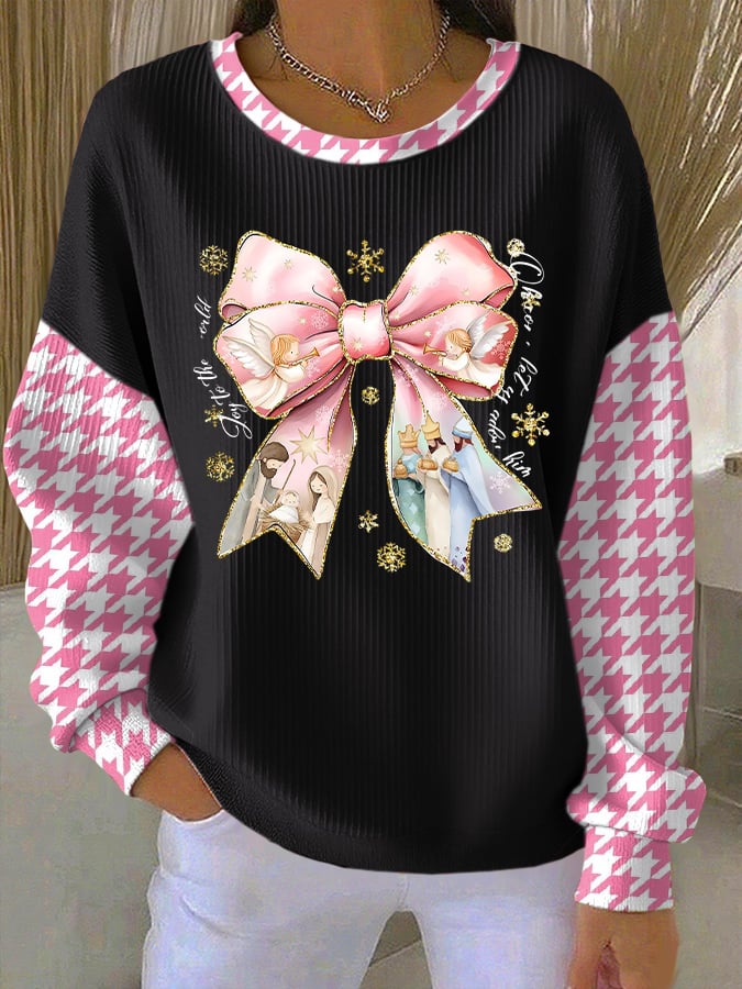 Women's Casual Print Long Sleeve Knit Top
