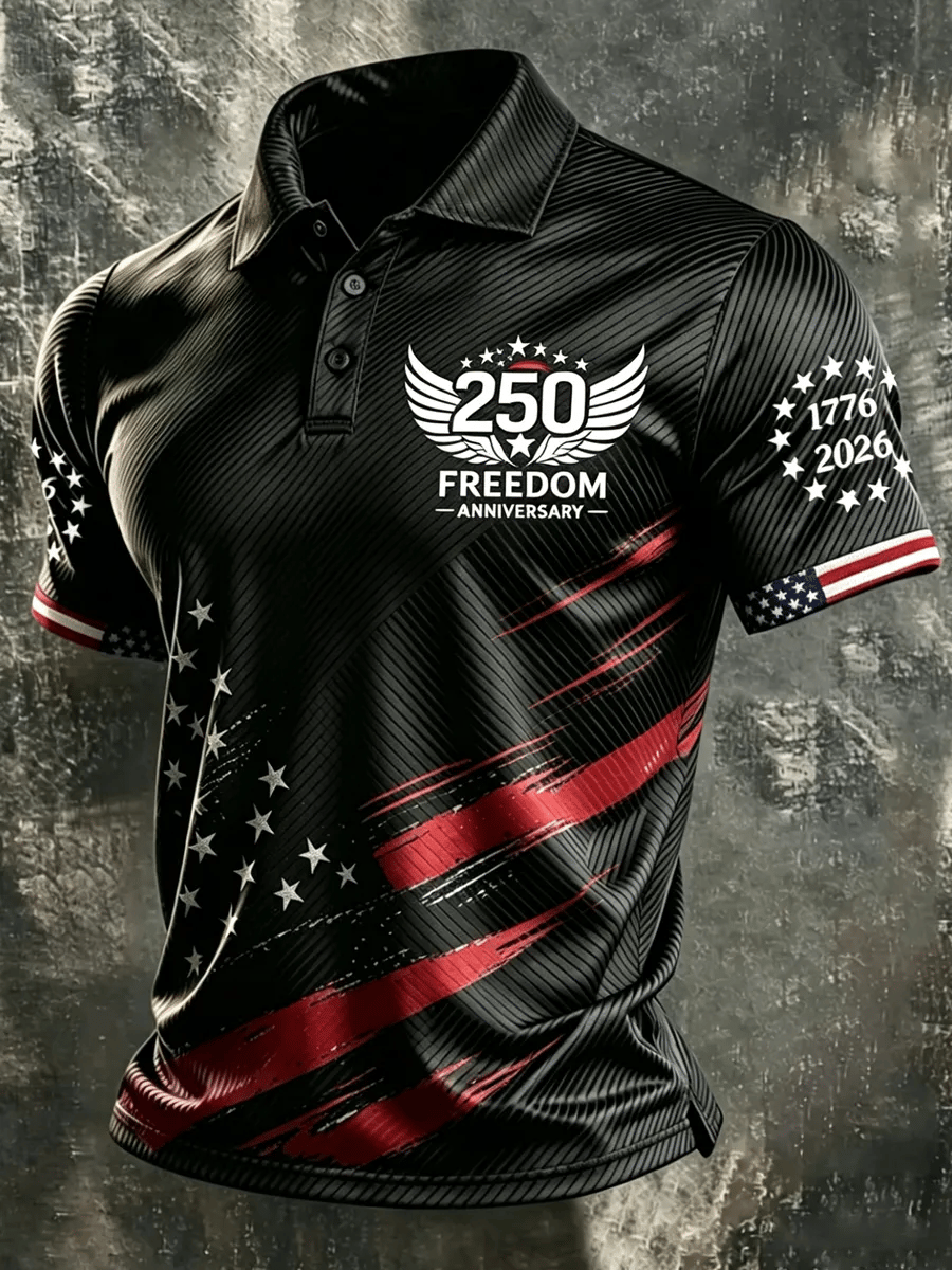 Men's 250th Anniversary Independence Day Art Print Casual Polo