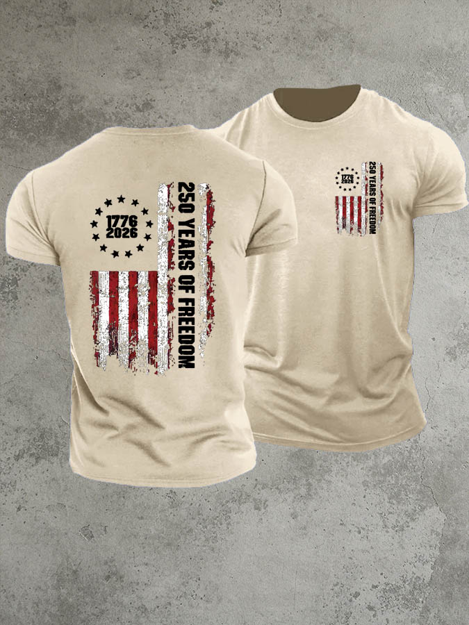 1776-2026 250 Years Of Freedom Pattern 100% Cotton T-Shirt