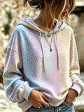 Women's Pastel Gradient Hoodie With Animal Spot And Leopard Print
