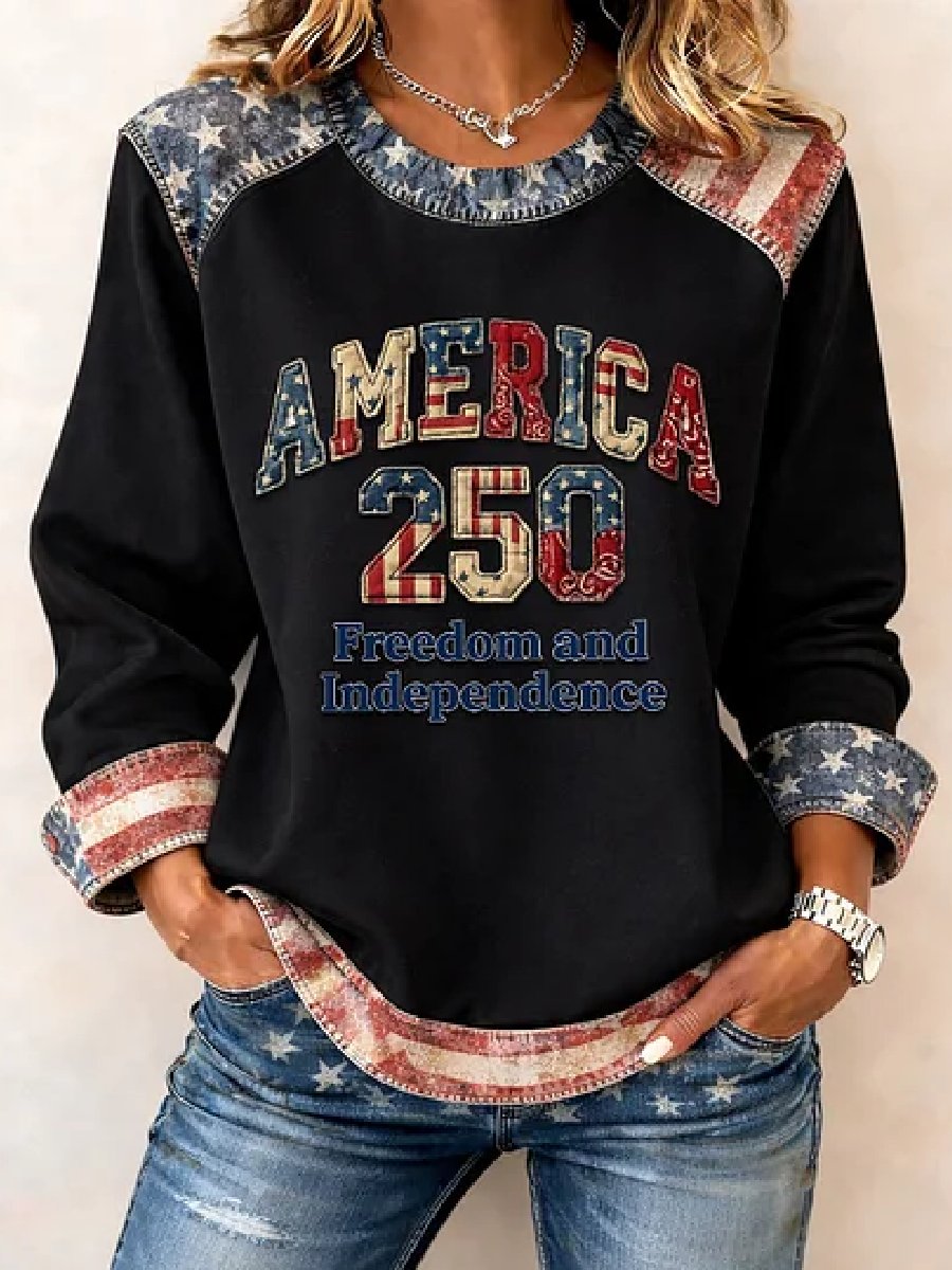 Women's casual hoodie with American 250th anniversary print