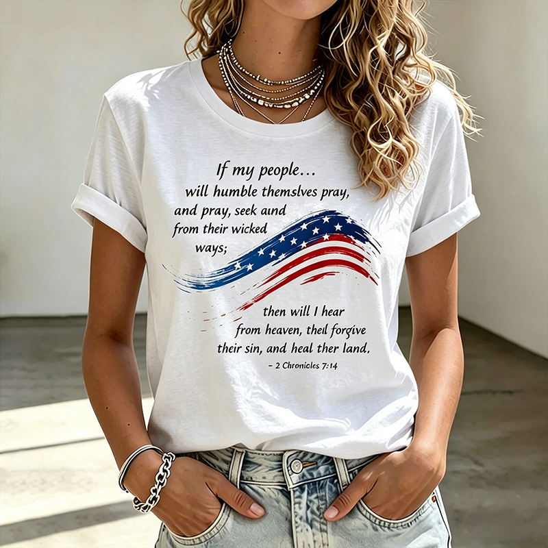 American Women'S 250Th Anniversary Faith Art Printed T-Shirt