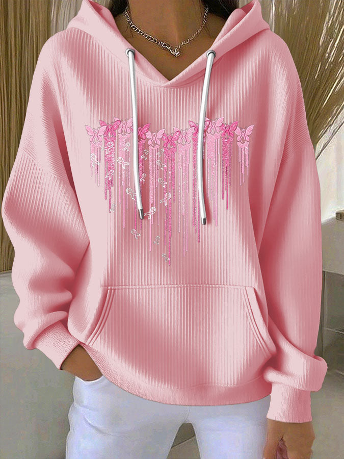 Women'S Breast Cancer Awareness Print Hoodie