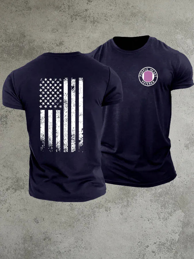 National Purple Heart Day Purple Heart Veteran Pattern 100% Cotton T-Shirt