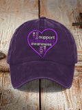 Unisex Distressed Washed Cotton Alzheimer's Disease Awareness Floral  Print Hat
