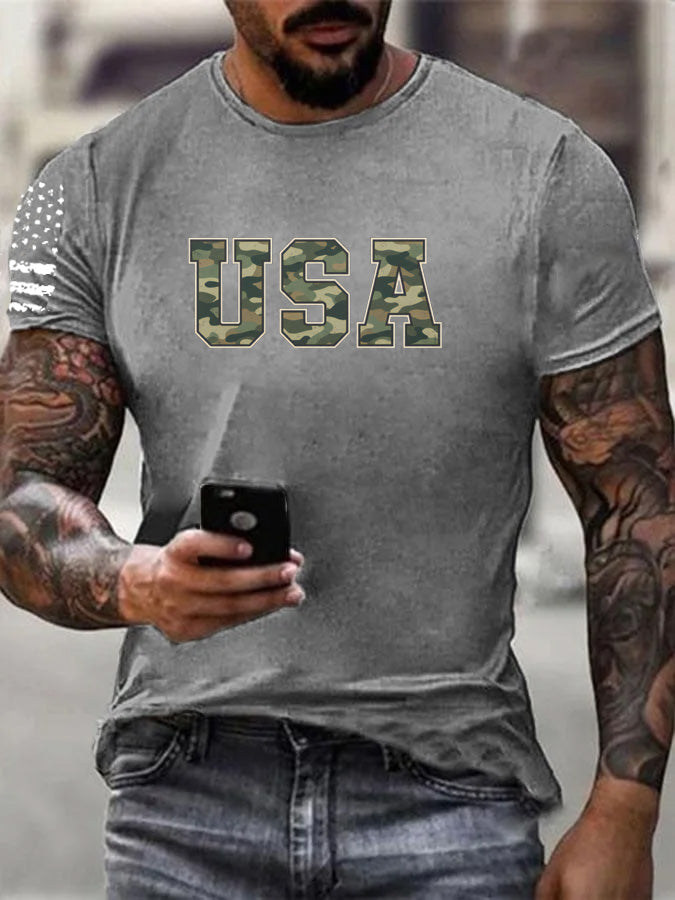 Camouflage USA Pattern 100% Cotton T-Shirt