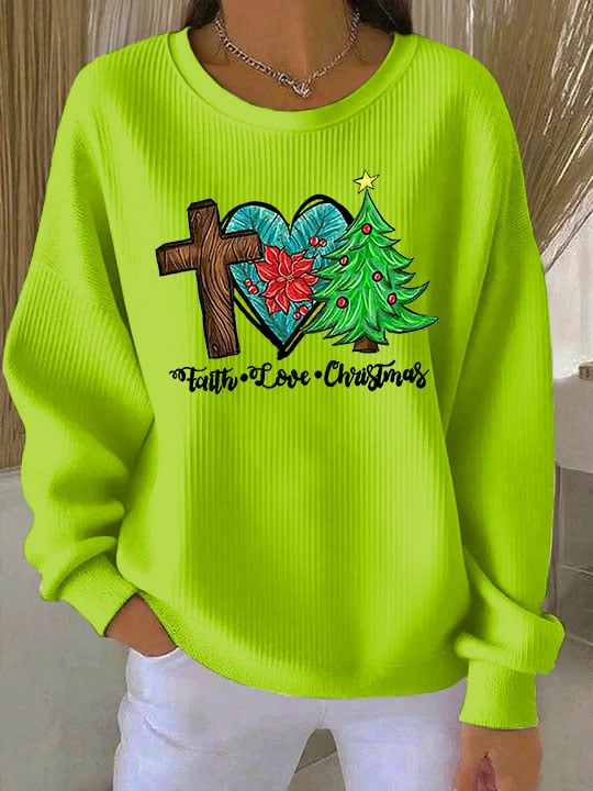 Women's Faith Love Christmas Print Crew Neck Sweatshirt
