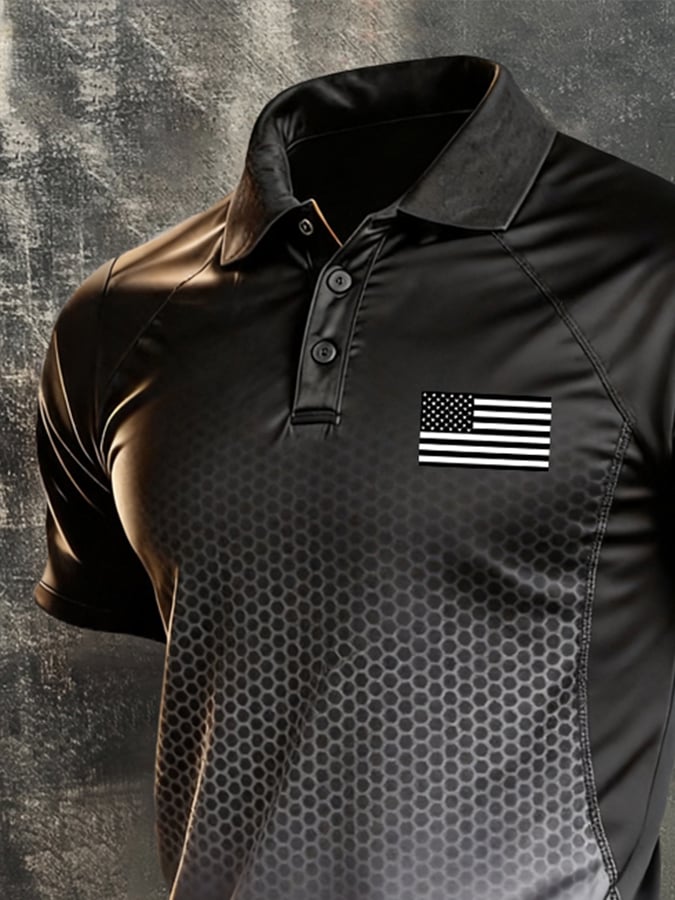 Men's Retro "Patriot" Color-Block Short-Sleeve Polo Shirt