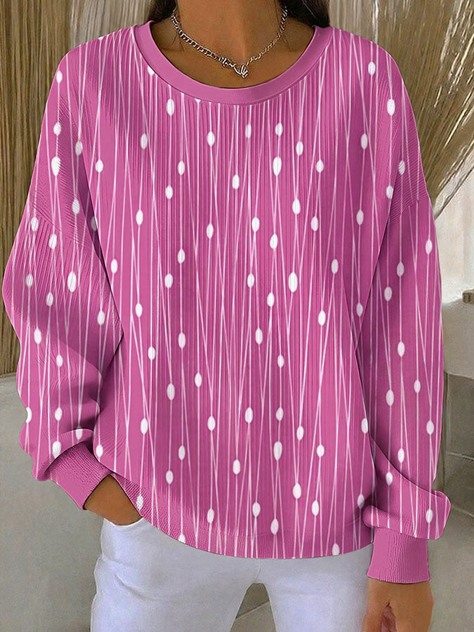 Women'S Breast Cancer Promotional Print Casual Waffle Sweatshirt