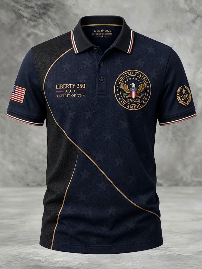 Men's Casual USA 250th Anniversary Print Polo Shirt