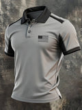 Men's Retro "Patriot" Color-Block Short-Sleeve Polo Shirt