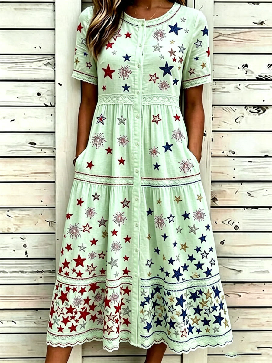 Women'S Casual American Independence Day Print Art Casual Dress