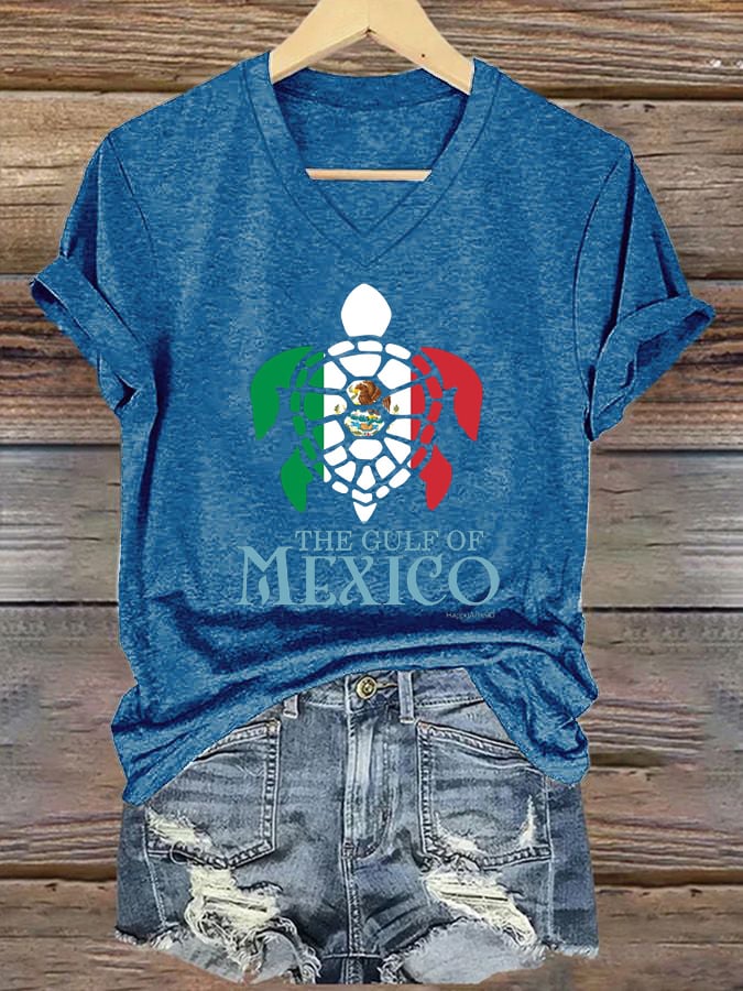 Women's Gulf of Mexico Print V-Neck T-Shirt