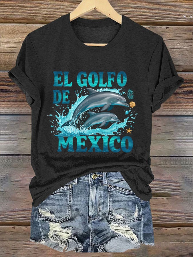 Women's "The Gulf of Mexico" Dolphin Print T-Shirt