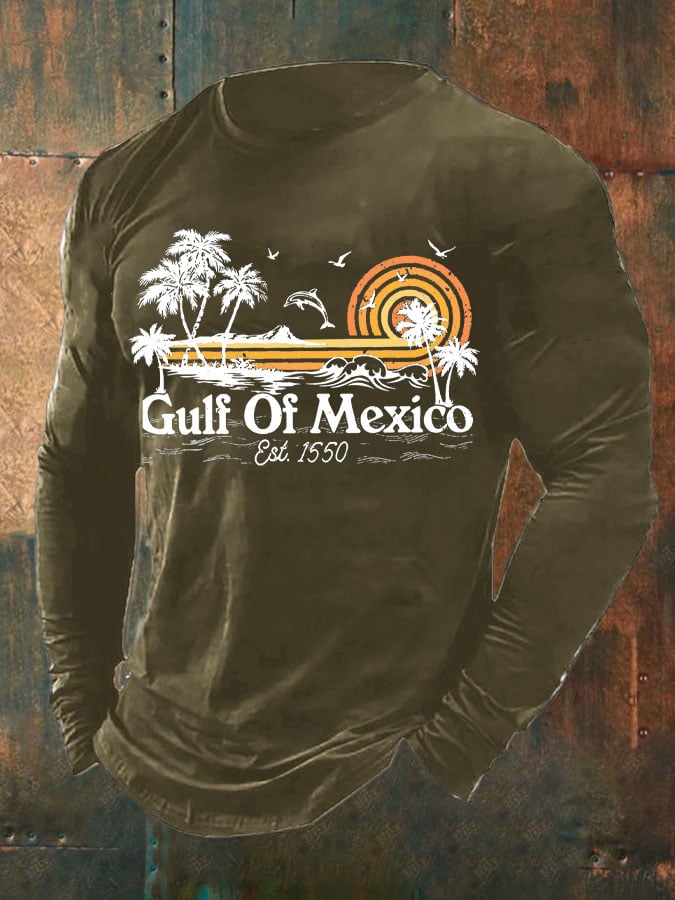 Men's Gulf Of Mexico Print Long Sleeve Top