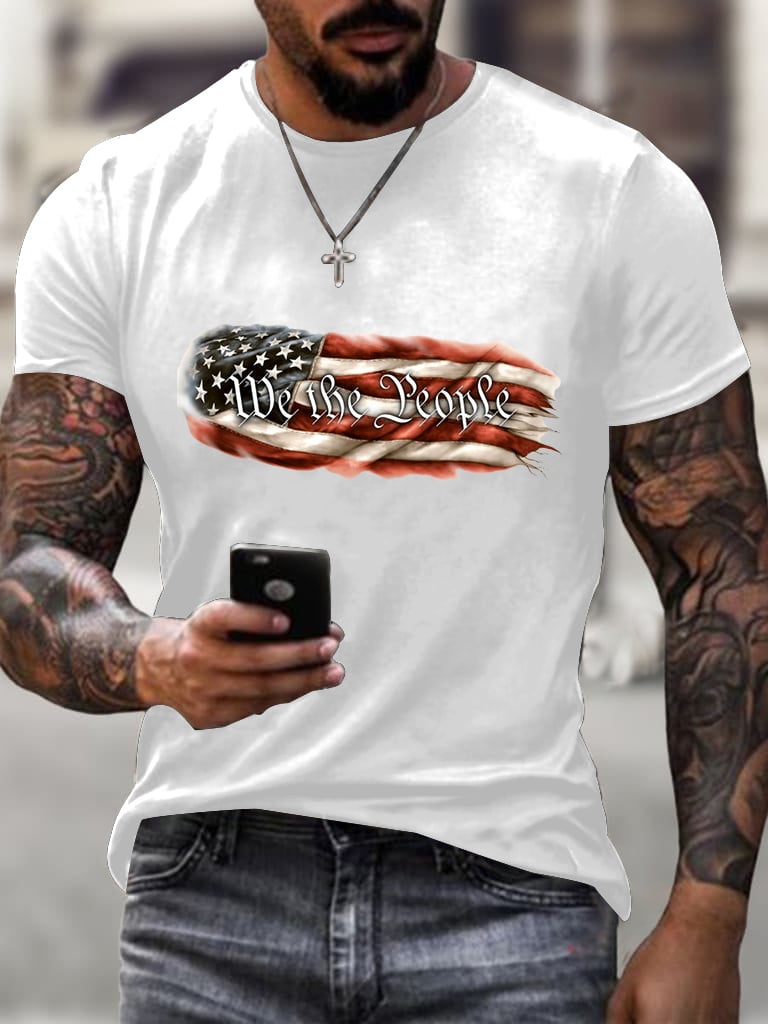 Men'S Flag Print Short Sleeve T-Shirt