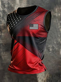 Men's Retro Independence Day Patriot Crew Neck Tank Top