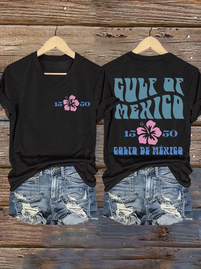 Women's Gulf of Mexico Print V-Neck T-Shirt