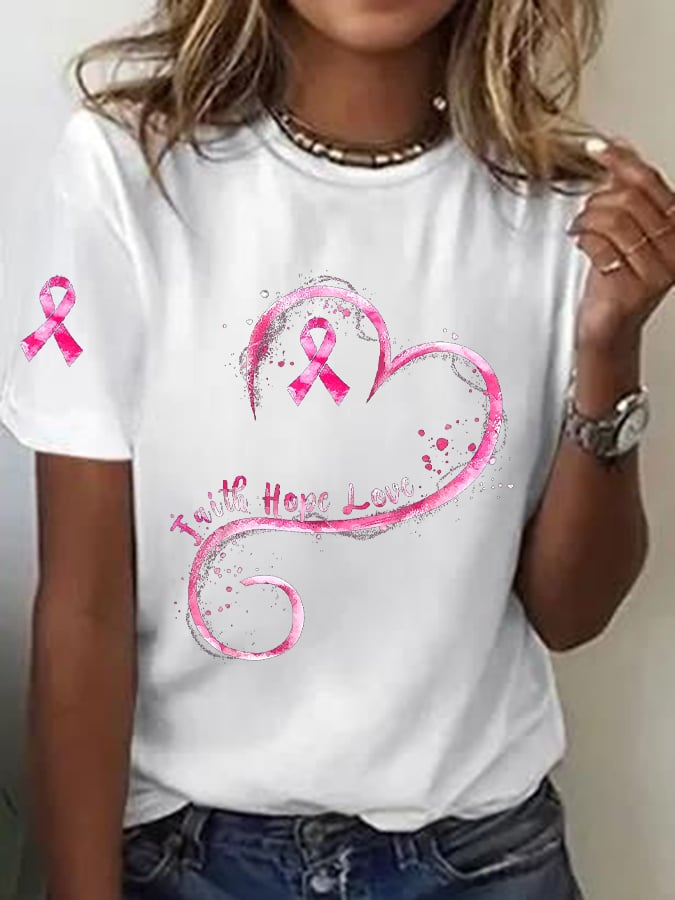 Women's Breast Cancer Awareness Printed T-Shirt