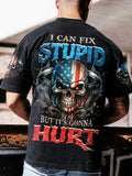 Men's Patriotic Skull Independence Day Print T-Shirt