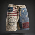 Vintage Americana Stars & Stripes Patchwork Casual Shorts