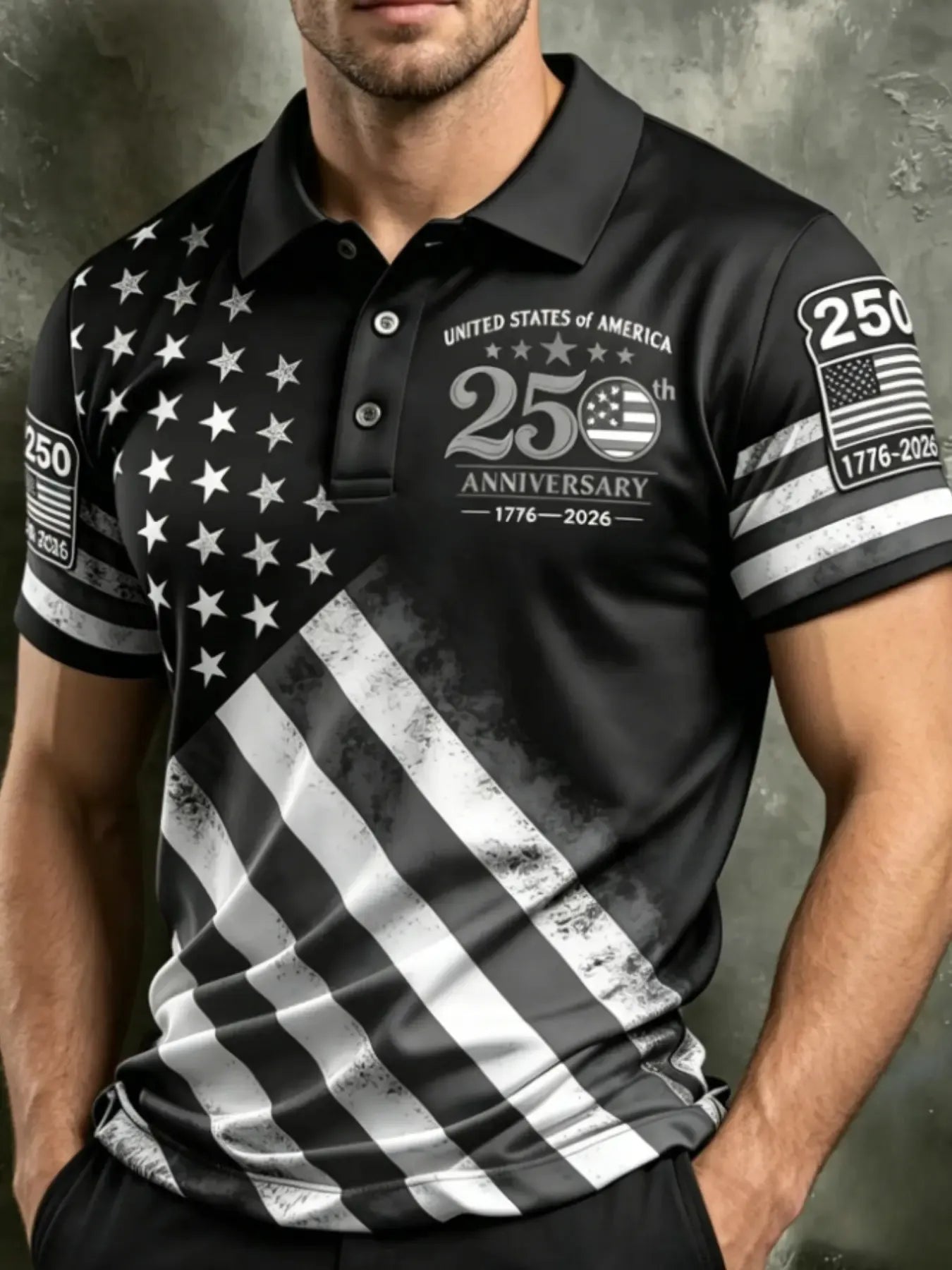 Men's 250th Anniversary American Flag Polo Shirt