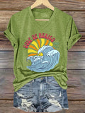 Women's Gulf Of Mexico Printed V Neck T-Shirt