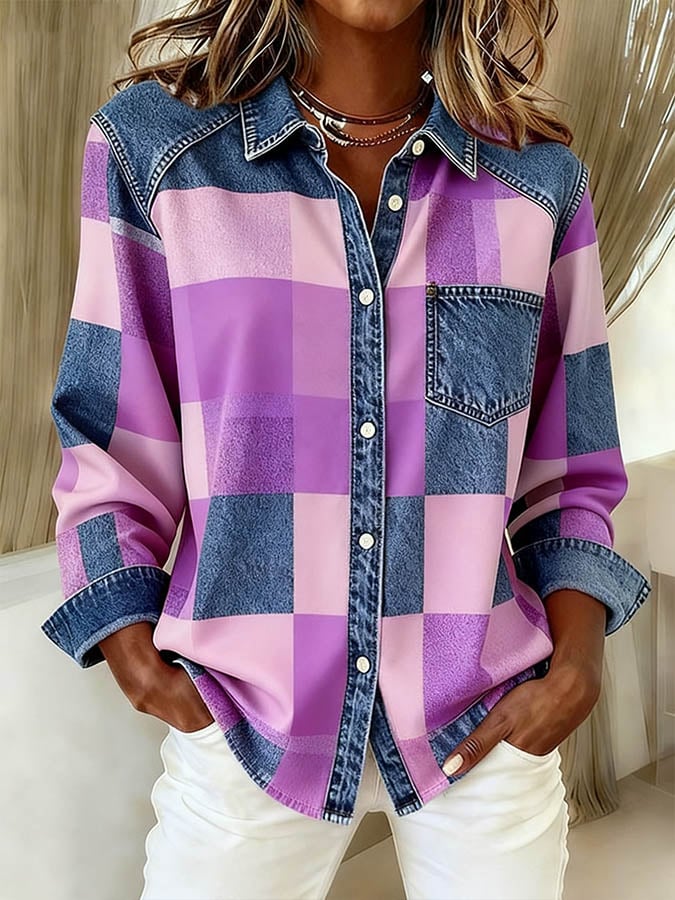 Women's Casual Contrast  Print Shirt