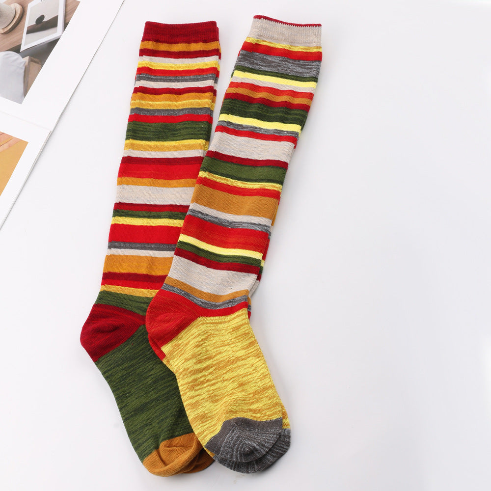 Soft Warm Retro Rainbow Contrasting Socks