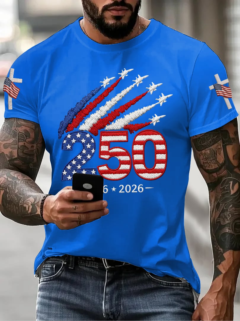 Men’s USA 250th Anniversary Print Crew Neck Short Sleeve T-Shirt