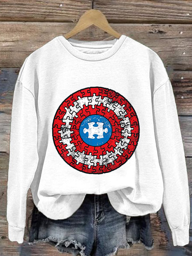Women's Autism Awareness Print Long Sleeve Sweatshirt