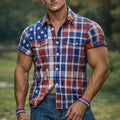 US 250th Anniversary Retro Plaid Print Casual Men's Shirt