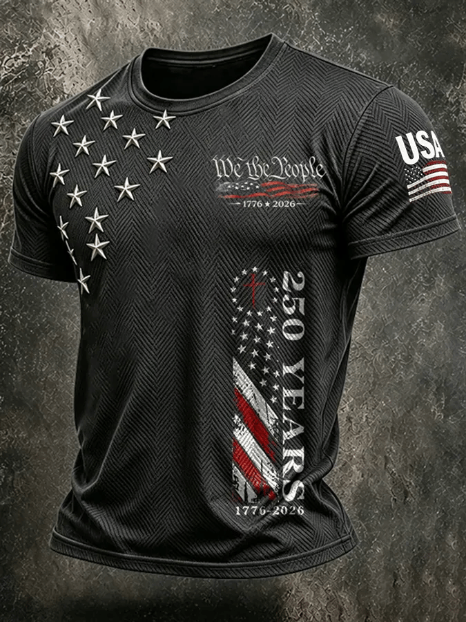 Men's 250th Anniversary Independence Day Art Printed Casual T-shirt