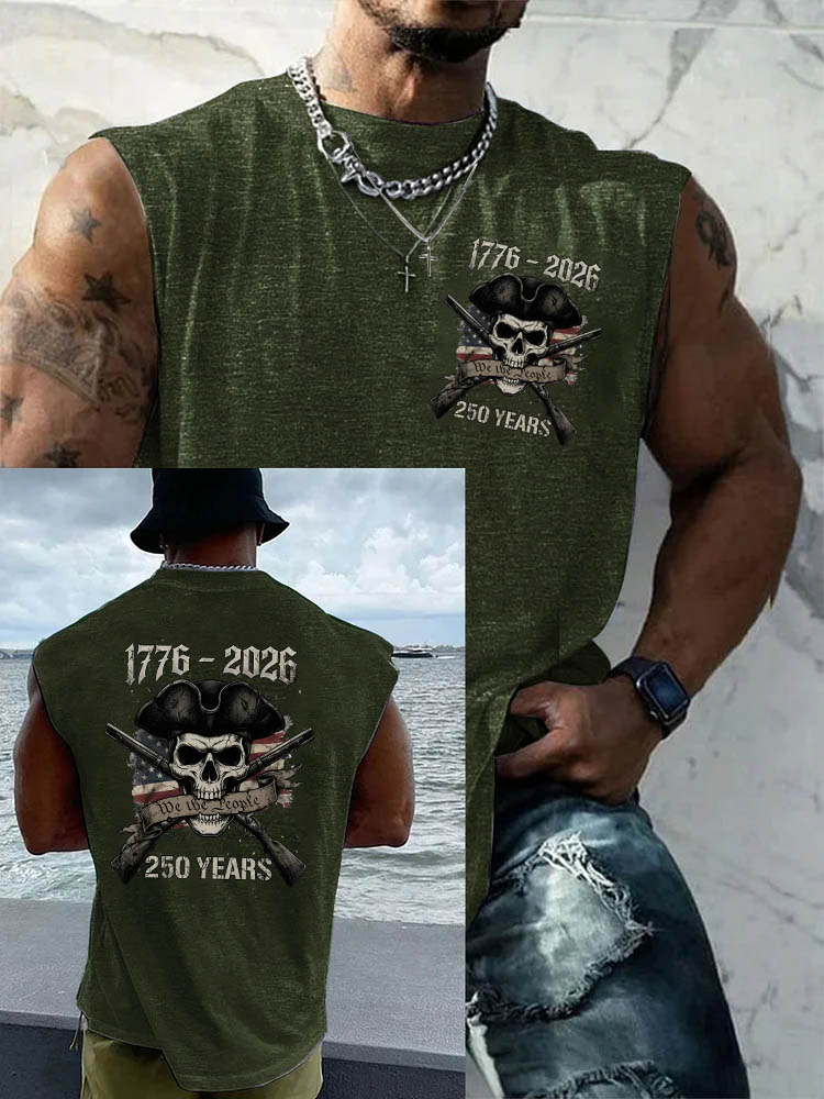 1776 -2026 250 Years Pattern Round Neck 100% Cotton Tank Top