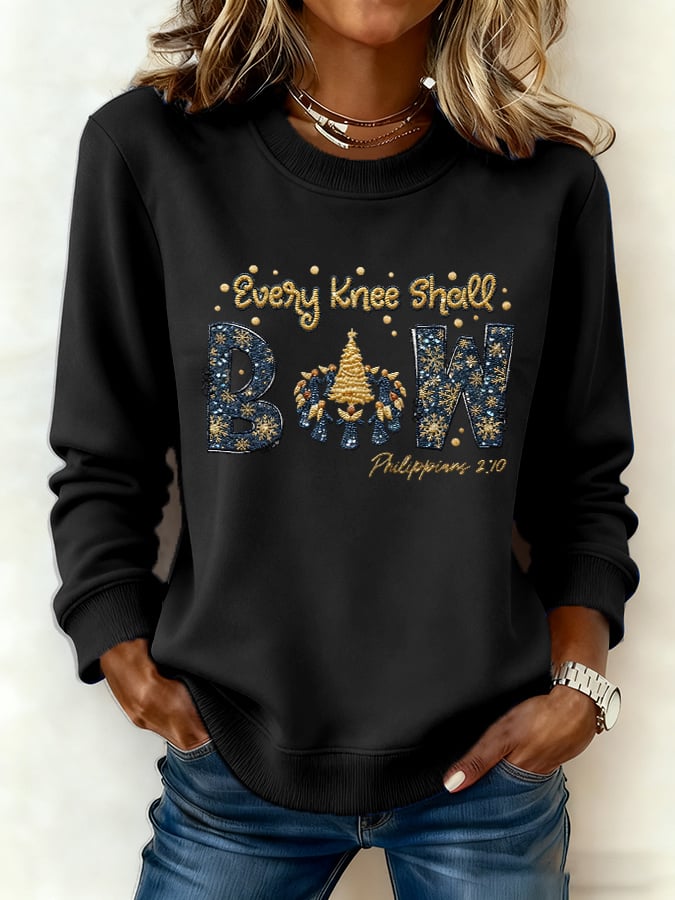 Women's Casual Every Knee Shall Bow Sweatshirt