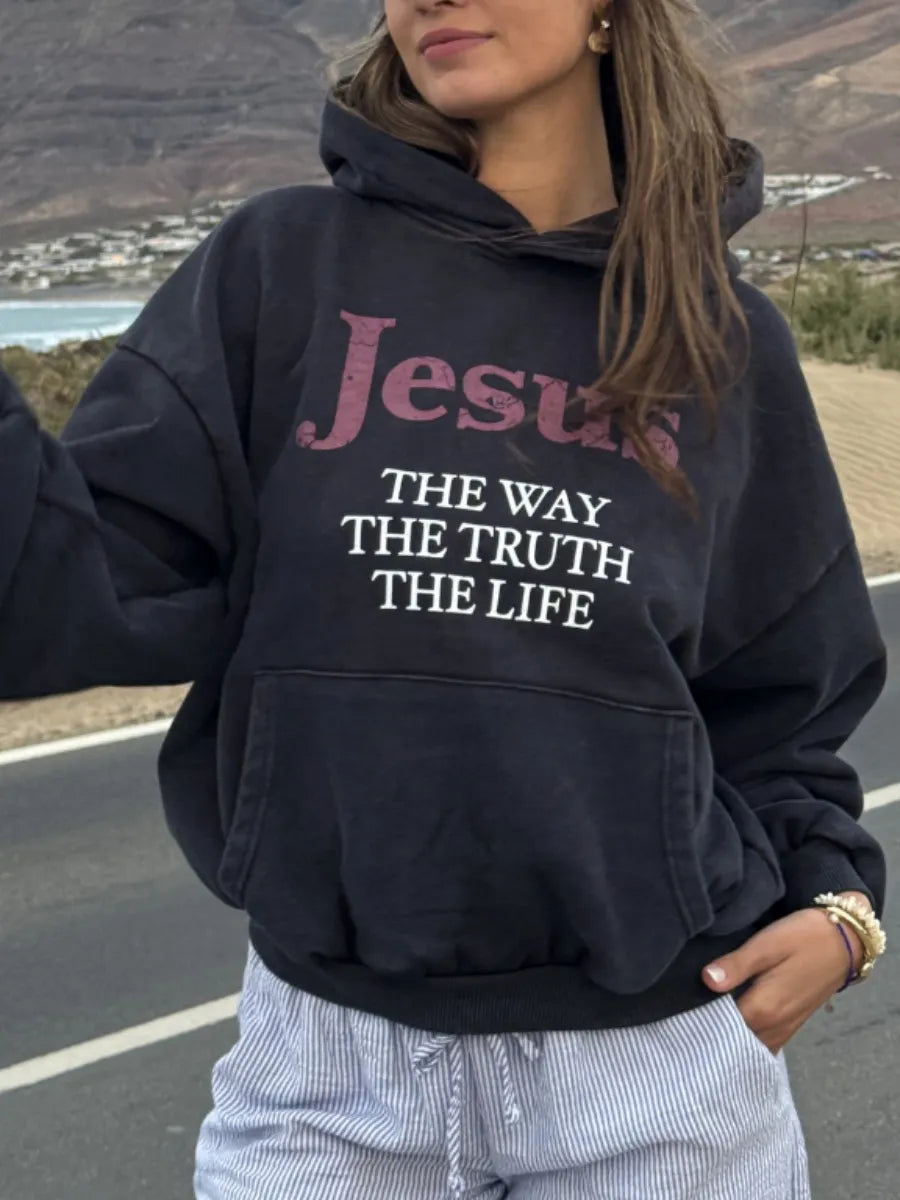 Jesus The Way, The Truth, And The Life Cotton Hooded Sweatshirt