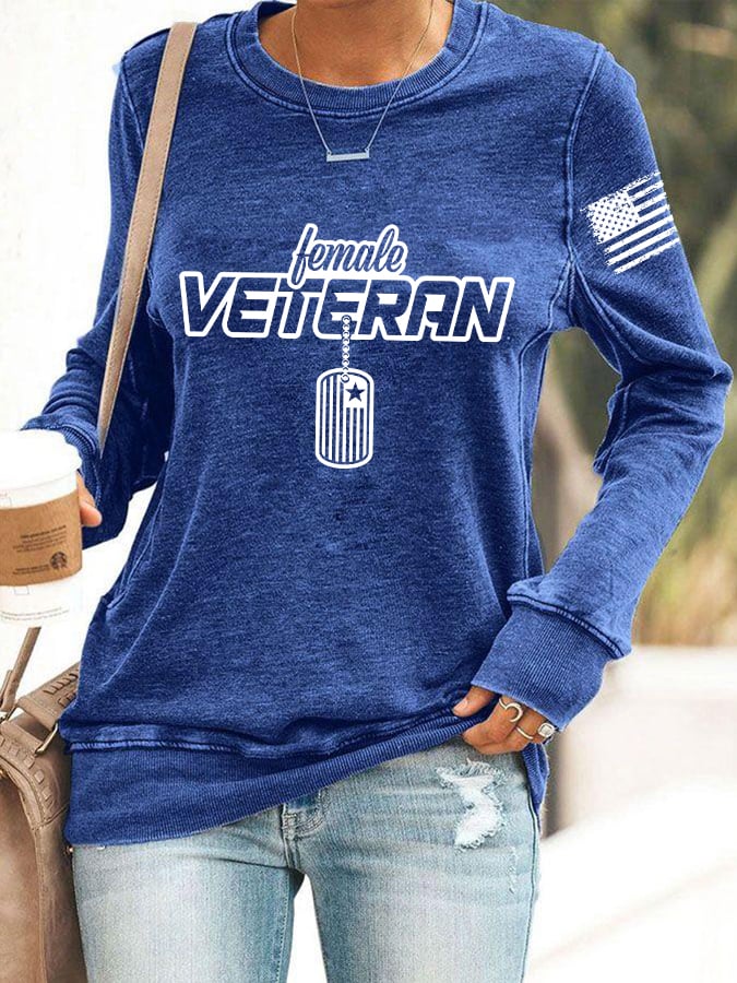 Women's "Female Veteran" Print Sweatshirt