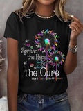 Women's Spread The Hope Find The Cure Fight Cancer In All Colors Print T-Shirt